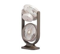 pumpumlia Ventilador portátil de escritorio recargable por USB, portátil, doble cabeza, refrigeración para el hogar, viajes, escuela, dormitorio, sala de estar, circulación de aire de doble cabeza