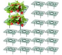 Pumtus Paquete de 20 soportes cuadrados para fresas, estante de cultivo de fresas con 4 patas resistentes, soporte de plástico para plantas de fresa, jaula para marco de cultivo de fresas, mantiene