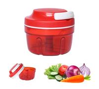 Pumwoy Picadora Manual con Cuerda 300ml, Picador de Verduras con 3 Cuchillas de Acero Inoxidable, Trituradora de Alimentos Manual, Picadora de Cebolla para Verduras, Frutas, Carne