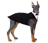 PUMYPOREITY Conjunto de esmoquin y bandana para perro, atuendo formal para perro con pajarita para boda, cumpleaños, Navidad, 2 piezas/paquete, 2XL, color negro