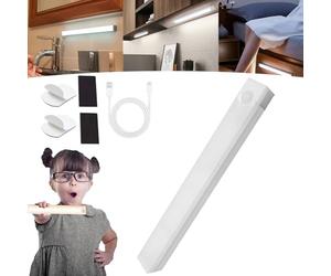 Punch-Free Smart Sensor Magnetic Rechargeable Led Lights, Rechargeable Motion Activated Cabinet Lights, Motion Sensor Light Indoor, Under Cabinet Bedroom Stair Lighting Wireless Indoor (White,50CM)