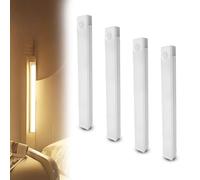 Punch-free Smart Sensor Magnetic Rechargeable LED Lights, Upgraded Smart Motion Sensor Led, Magnetic Mount Under Cabinet Lighting for Closet, Kitchen, Hallway (Warm Light 4pcs,30cm/11.8in)
