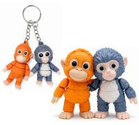 Punch Kun Figuras Mono y su peluche + LLaveros Monos articulados - Set Macaco, peluche y llaveros flex - Pack Zoo Japón - Figura mono viral - Regalo con Significado para Amantes de los Animales