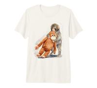 Punch - Lindo bebé Mono y orangután Peluche Juguete Acuarela Camiseta Premium