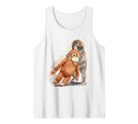 Punch - Lindo bebé Mono y orangután Peluche Juguete Acuarela Camiseta sin Mangas