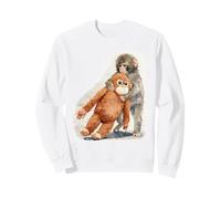 Punch - Lindo bebé Mono y orangután Peluche Juguete Acuarela Sudadera