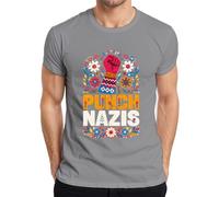 Punch Nazis Antifascismo Antifa Statement - Camiseta para hombre, gris, XXL