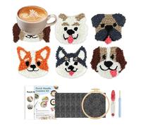 Punch Needle Coaster Kit, Embroidery Stitching Set, 3.94 pulgadas Portable Yarn Craft Tool, Includes Hoop and Threads for Beginners, Adults, Kids, Homemade Art, Home Decor, Hand Sewing Projects
