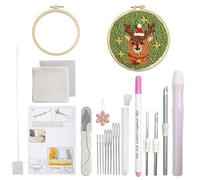 Punch Needle - Juego de inicio de bordado completo, Hacer Decorativo -Haciéndolo tú mismo | Conjunto de agujas de bordado con punzón de aguja ajustable, Herramientas de esponja de sala de acero