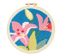 Punch Needle Kit, Punch Needle Embroidery Kit, Kit Bordado Principiantes, Incluye Aro de Plástico, Tela de Aguja Perforada, Aguja Punch Needle, Hilo de Color, Lirios