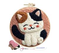 Punch-Needle-Set | Interaktives Stickset Mit Niedlichem Katzenmotiv | Punch-Needle-Sets Für Erwachsene | Zur Stressbewältigung, Für Eltern-Kind-Bindung, Anfänger, Kinder Und Bastelbegeisterte
