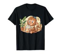 Punch The Monkey Japón Bebiendo café Helado Lindo Kawaii Camiseta
