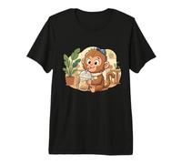 Punch The Monkey Japón Bebiendo café Helado Lindo Kawaii Camiseta Premium