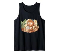 Punch The Monkey Japón Bebiendo café Helado Lindo Kawaii Camiseta sin Mangas