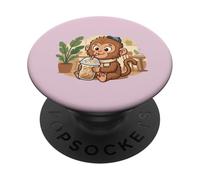 Punch The Monkey Japón Bebiendo café Helado Lindo Kawaii PopSockets PopGrip Adhesivo