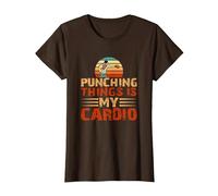 Punching Things Is My Cardio Martial Arts Artes Marciales Camiseta, Mujer, Marrón, 3XL