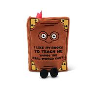Punchkins Libro de peluche con texto en inglés "I Like My Books to Teach Me Things the Real World Can't", divertido libro de aprendizaje con patas colgantes, para lectores y amantes de los libros