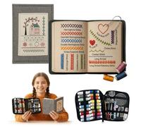 punchora DIY Embroidery Stitch Book - Libro de bordado para principiantes con 60+ diseños, cuaderno textil con páginas de tela, kit completo con aguja hilo tijeras enhebrador, guía paso a paso