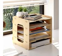 PUNCIA Archivador de Documentos A4 Bandeja Carta 5 Compartimentos Madera Escritorio Bandeja Organizador Archivador de Papel Sistema de Almacenaje para Oficina Estudio Escuela