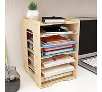 PUNCIA Archivador de Documentos A4 Bandeja Carta 7 Compartimentos Madera Escritorio Bandeja Organizador Archivador de Papel Sistema de Almacenaje para Oficina Estudio Escuela