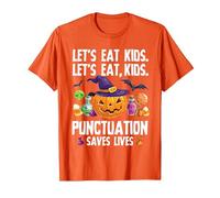 Punctuation Saves Lives Halloween Shirt Funny Teacher Camiseta, Hombre, Naranja, XXL