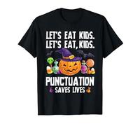 Punctuation Saves Lives Halloween Shirt Funny Teacher Camiseta, Hombre, Negro, XXL
