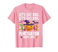 Punctuation Saves Lives Halloween Shirt Funny Teacher Camiseta, Hombre, Rosado, 3XL