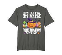 Punctuation Saves Lives Halloween Shirt Funny Teacher Camiseta, Hombre Tallas Grandes, Asfalto, 2X Alto