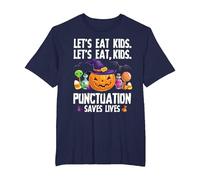 Punctuation Saves Lives Halloween Shirt Funny Teacher Camiseta, Hombre Tallas Grandes, Azul Marino, 6X Alto