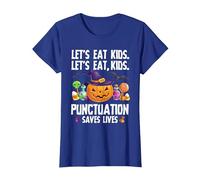 Punctuation Saves Lives Halloween Shirt Funny Teacher Camiseta, Mujer, Azul Real, M