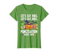 Punctuation Saves Lives Halloween Shirt Funny Teacher Camiseta, Mujer, Hierba, L