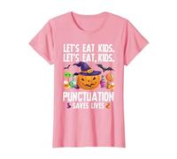 Punctuation Saves Lives Halloween Shirt Funny Teacher Camiseta, Mujer, Rosado, M