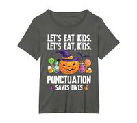 Punctuation Saves Lives Halloween Shirt Funny Teacher Camiseta, Mujer Tallas Grandes, Asfalto, 6XL Grande