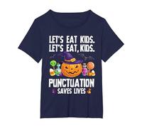 Punctuation Saves Lives Halloween Shirt Funny Teacher Camiseta, Mujer Tallas Grandes, Azul Marino, 6XL Grande