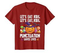 Punctuation Saves Lives Halloween Shirt Funny Teacher Camiseta, Niños, Arándano, 10 años