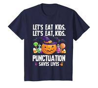 Punctuation Saves Lives Halloween Shirt Funny Teacher Camiseta, Niños, Azul Marino, 10 años