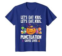 Punctuation Saves Lives Halloween Shirt Funny Teacher Camiseta, Niños, Azul Real, 10 años