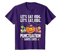 Punctuation Saves Lives Halloween Shirt Funny Teacher Camiseta, Niños, Morado, 3 años
