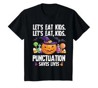 Punctuation Saves Lives Halloween Shirt Funny Teacher Camiseta, Niños, Negro, 8 años