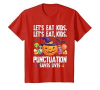 Punctuation Saves Lives Halloween Shirt Funny Teacher Camiseta, Niños, Rojo, 10 años