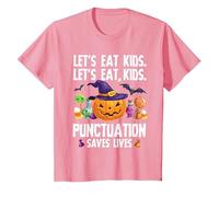 Punctuation Saves Lives Halloween Shirt Funny Teacher Camiseta, Niños, Rosado, 10 años