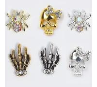 PUNELE Accesorios para Uñas de Calavera, Metal de Aleación 3D Brillante Kits de Decoración de Arte de Uñas de Bricolaje con Misterios (Accesorios de arte de uñas de Halloween)