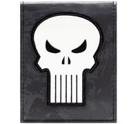 Punisher Vigilante Emblema de Calavera Parche Billetera/Cartera Bi-Fold ID & Tarjetero, Gris