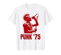 Punk '75 Punk Rocker Cantando Camiseta gráfica económica, Hombre, Blanco, XL