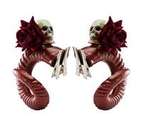Punk Cabra Cuerno de Cabra Barrettes con Calavera Rosa Cosplay Fiesta Halloween Disfraz Clip Parcial Adultos Masquerade Fiesta Clip para el pelo