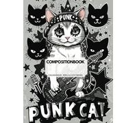 Punk Cat Guitar Composition Notebook: Cute Rocker Kitty Journal for College, School, Music Lovers, and Note-Taking | Aesthetic Pink Goth Cat with Electric Guitar