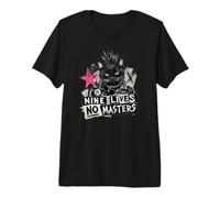 Punk Cat Nine Lives No Masters Mohawk Anarchy Camiseta Premium