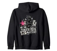 Punk Cat Nine Lives No Masters Mohawk Anarchy Sudadera con Capucha
