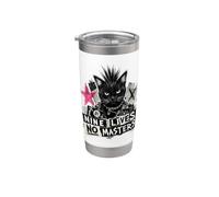 Punk Cat Nine Lives No Masters Mohawk Anarchy Vaso térmico de acero inoxidable de doble pared