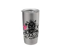 Punk Cat Nine Lives No Masters Mohawk Anarchy Vaso térmico de acero inoxidable de doble pared